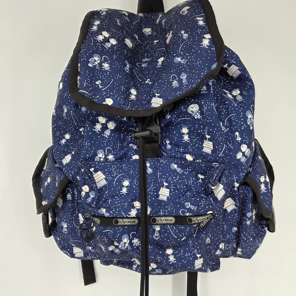 LeSportsac Peanuts Snoopy Starry Night Voyager Backpack Navy Blue 7839